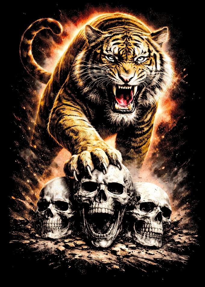 Tiger Over Skulls