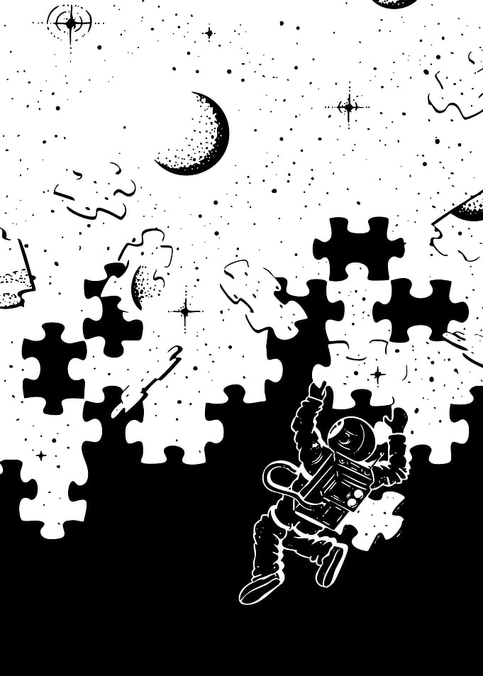 Astronaut floating in space puzzle