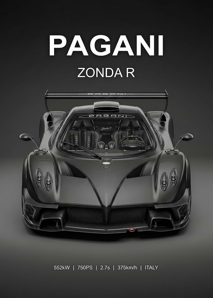 sleek carbon pagani zonda r Car poster