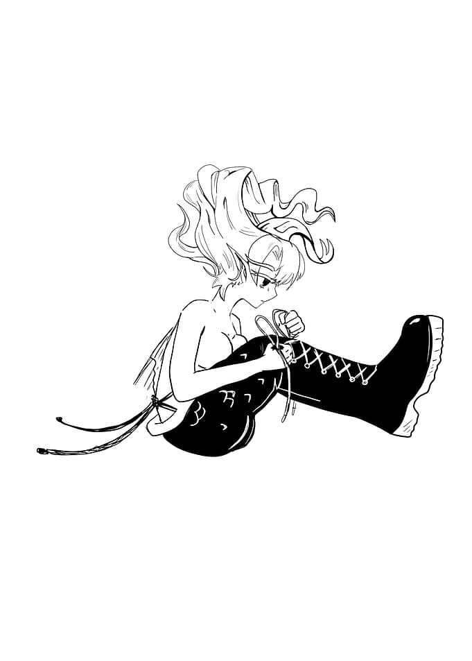 Fish Girl Tying Boots