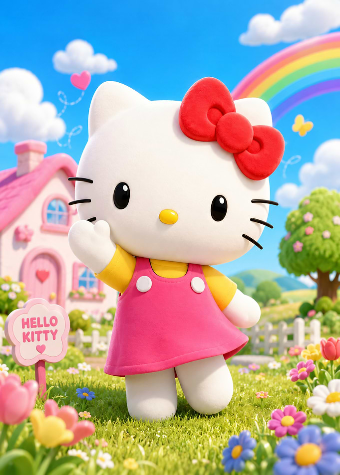 Hello Kitty in a Garden