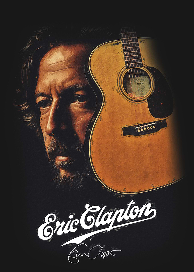 Eric Clapton Portrait with Guitar