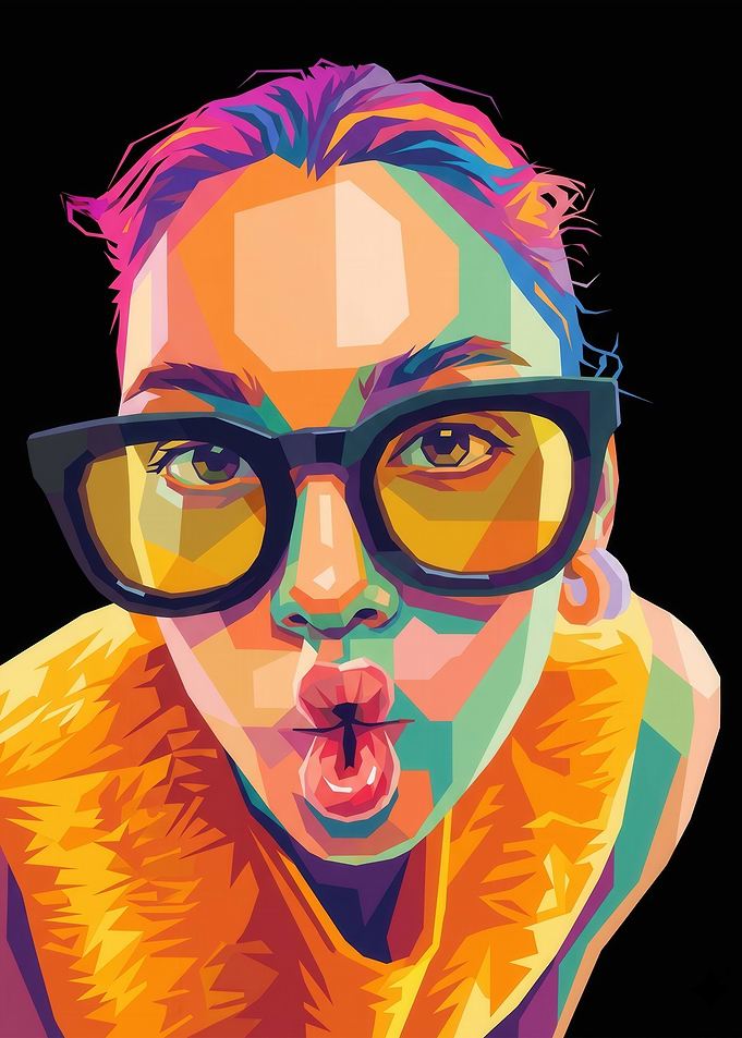 Colorful Portrait of a Woman with Sunglasses