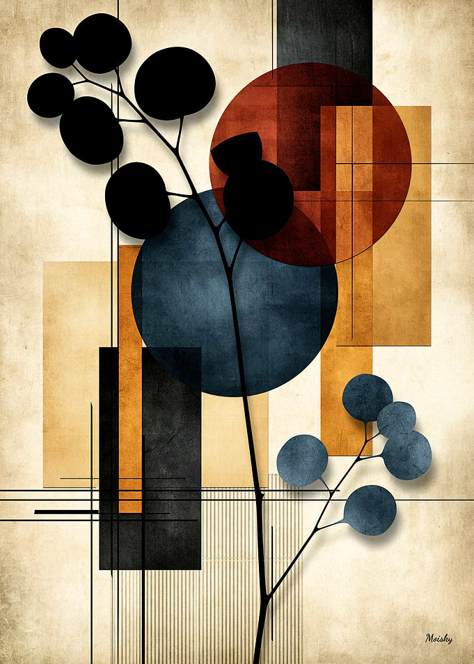 Japandi Eucalyptus Geometry No. 13 – Modern Botanical Wall Art