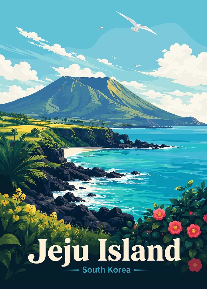 Jeju Island South Korea Travel Poster