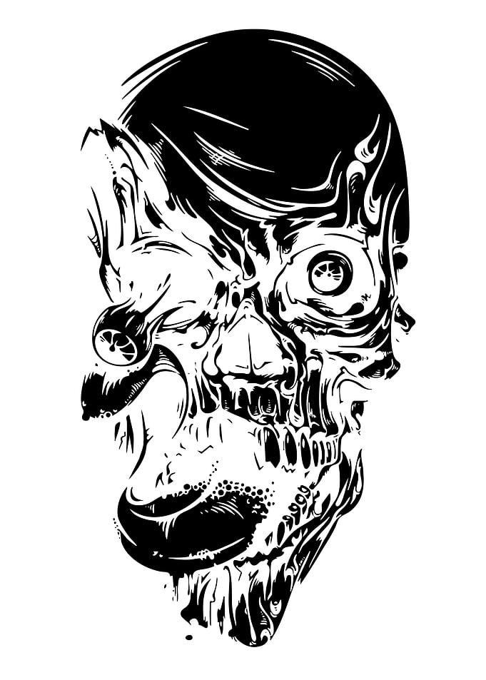 Scary Skull with Mechanical Eye