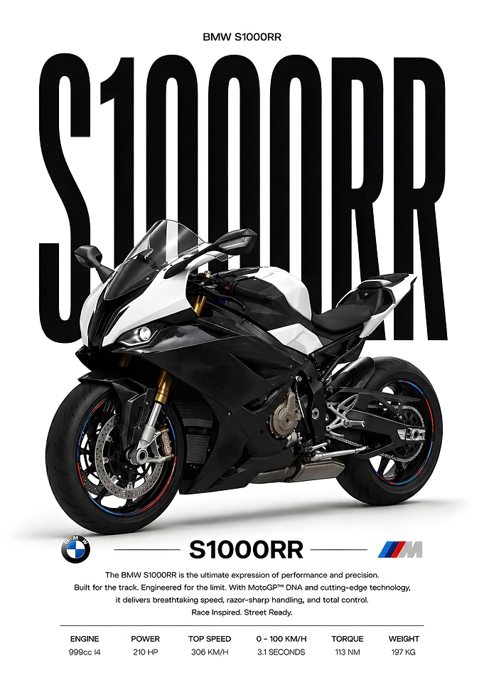 BMW S1000RR Motorcycle Poster