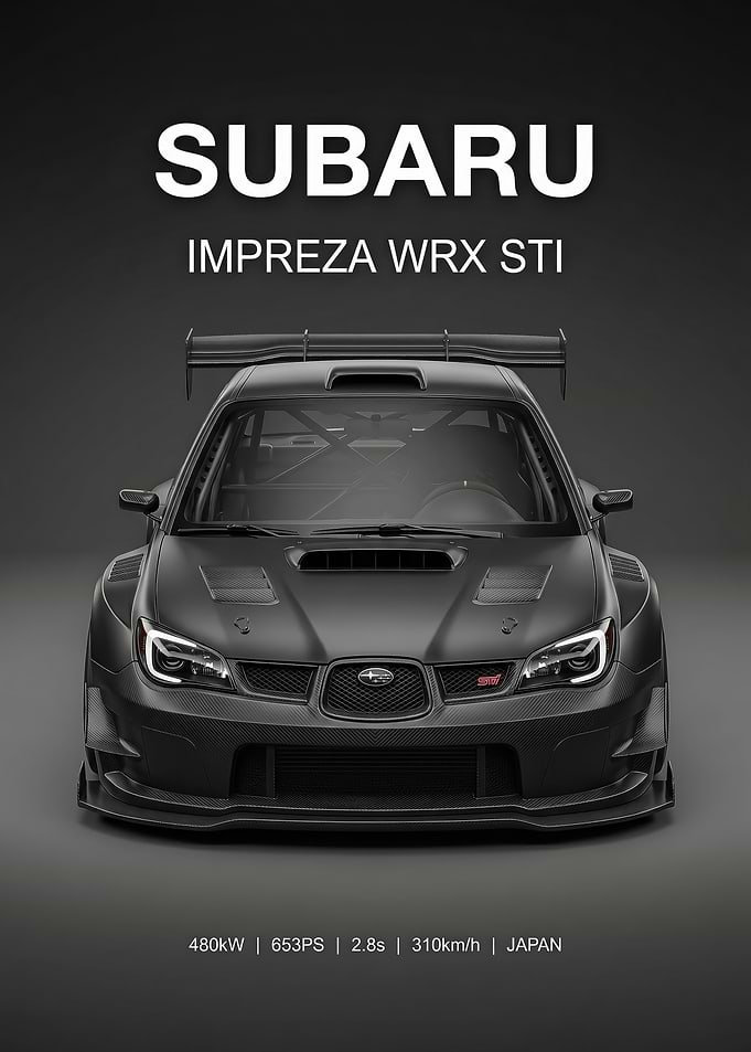 sleek black Subaru Impreza WRX STI Race Car
