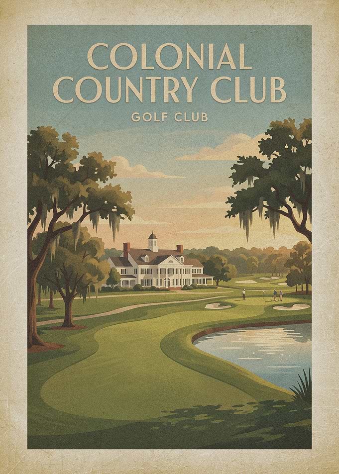 Colonial Country Club Golf Poster
