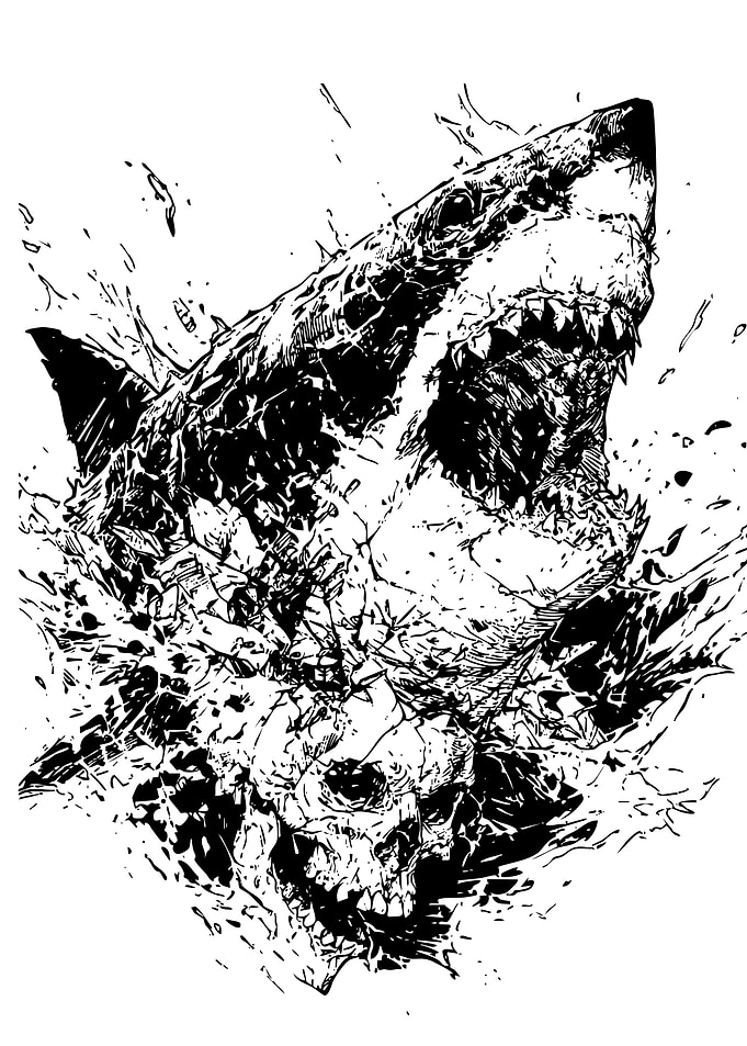 Shark Attacking Skull