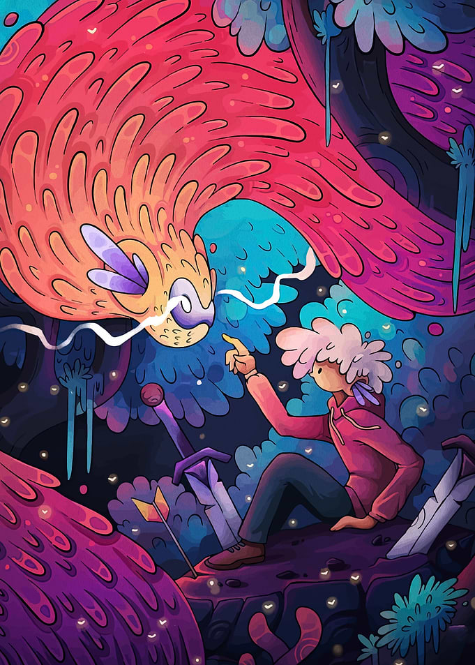 Fantasy Encounter with a Mythical Bird