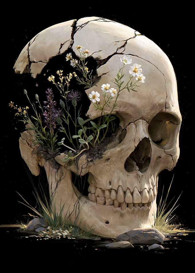 Skull with Flowers