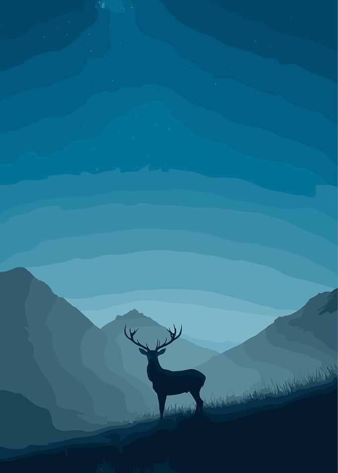 Deer Silhouette in Mountain Landscape