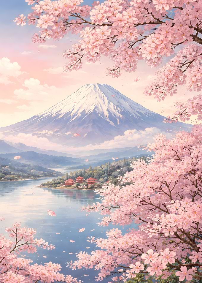 Mount Fuji with Cherry Blossoms