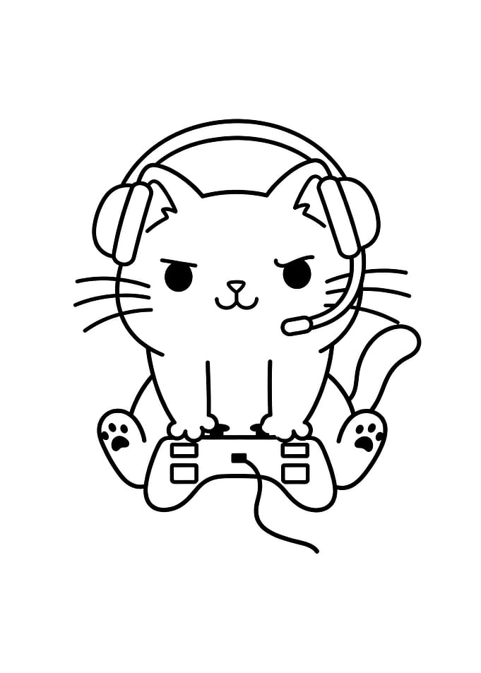 Funny Cute Gamer Cat with Controller and Headphones poster