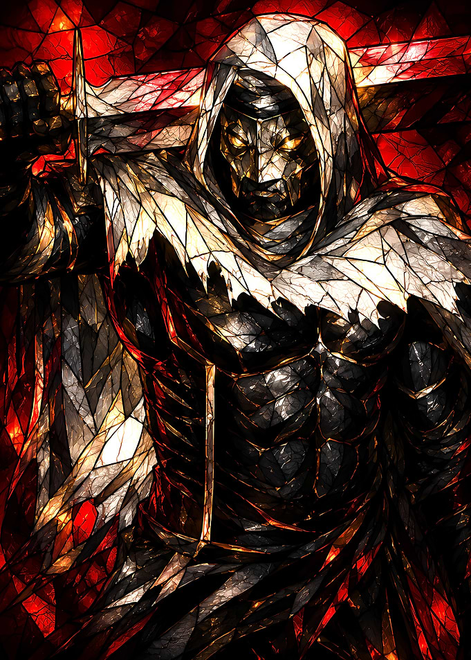 Stained Glass Knight with Sword