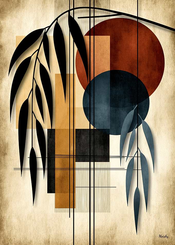 Japandi Yanagi Geometry No. 08 – Japanese Willow Wall Art