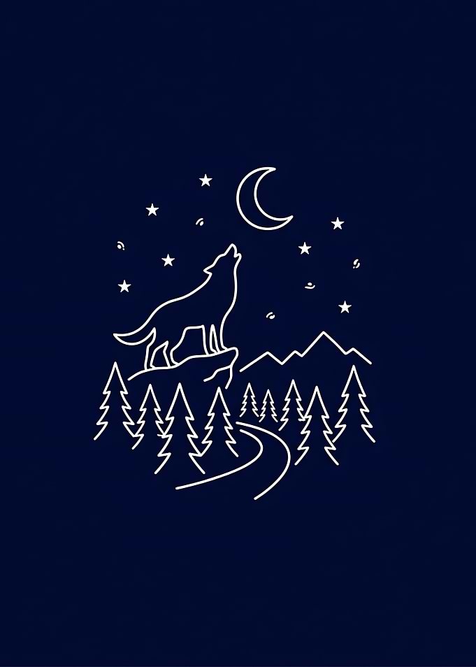 Wolf Howling at the Moon Art | Vintage Wolf Poster | Wildlife Wall Art | Nature Decor