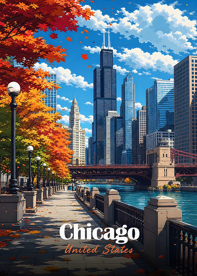 Chicago Riverwalk in Autumn