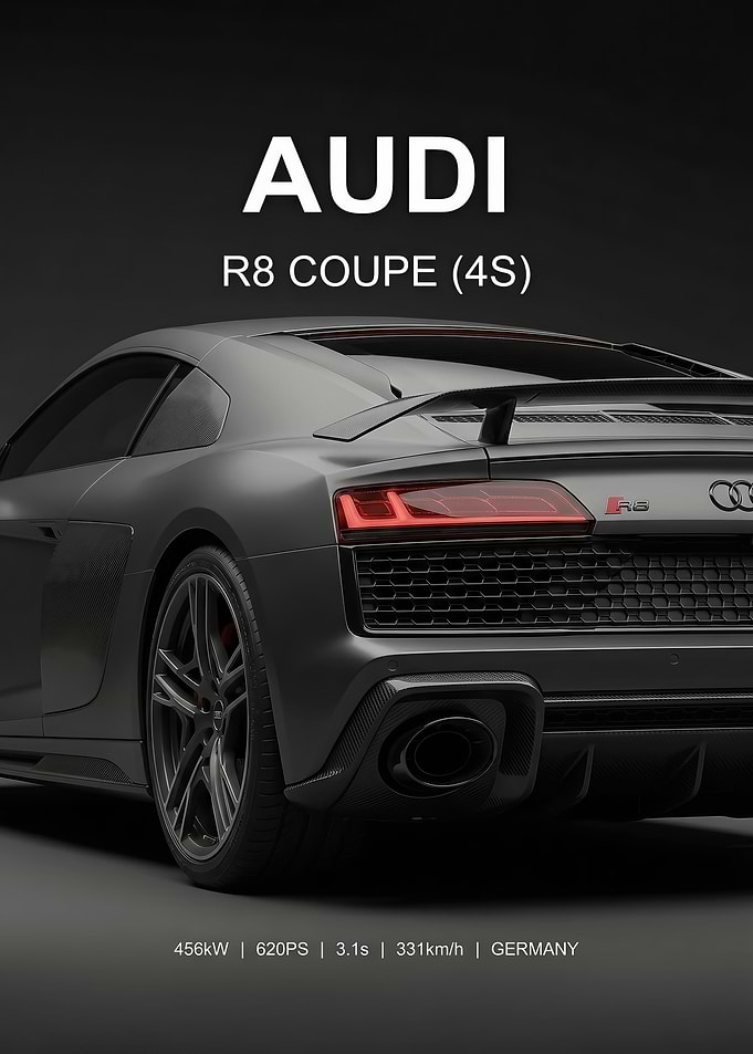 close up Audi R8 Coupe (4S) Rear View poster