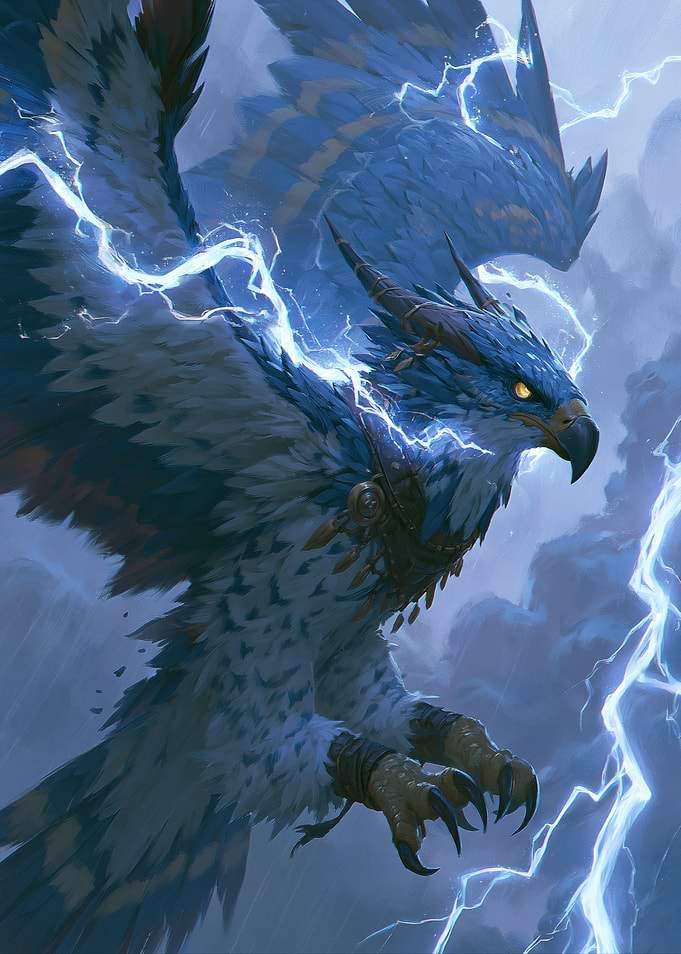 Majestic Griffin Amidst Lightning Storm