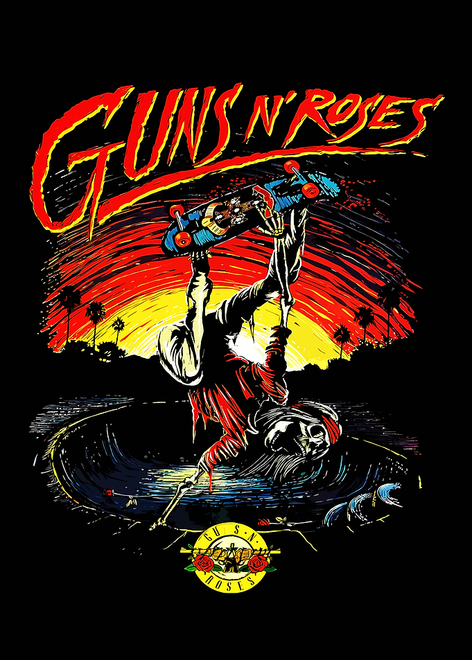 Guns N' Roses Skeleton Skateboarder Sunset
