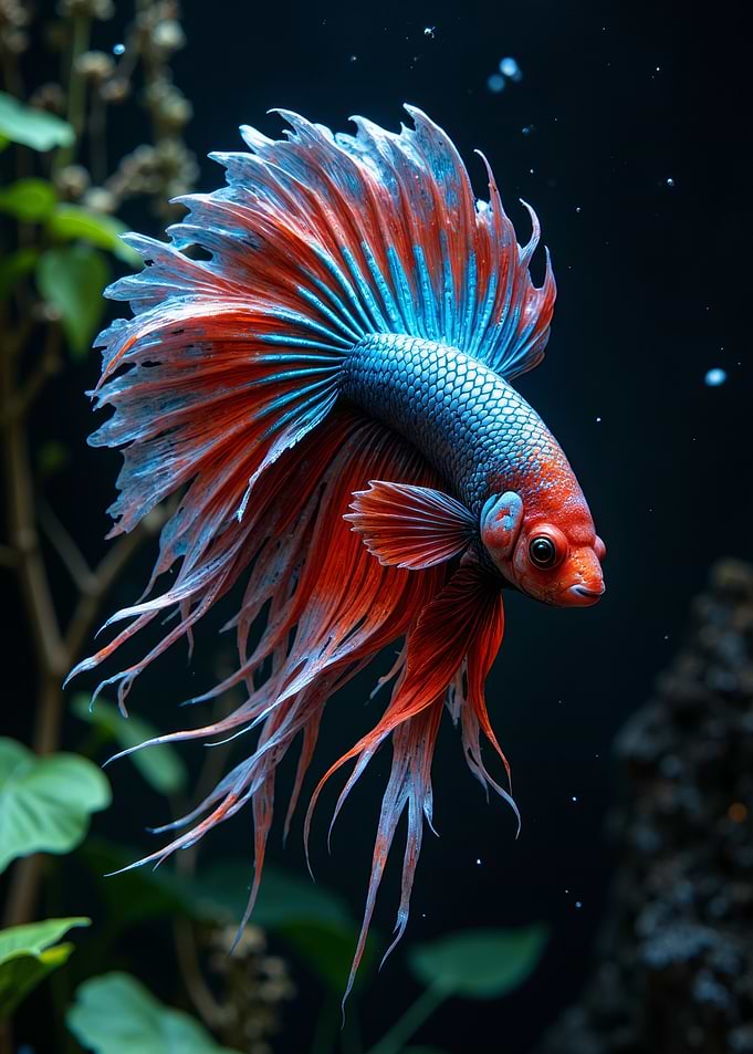 Betta Fish with Flowing Fins