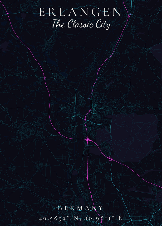 Erlangen Map with Highways