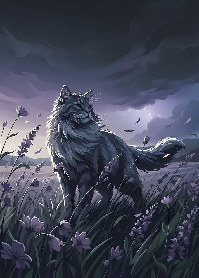 Maine Coon Under the Stormy Skies
