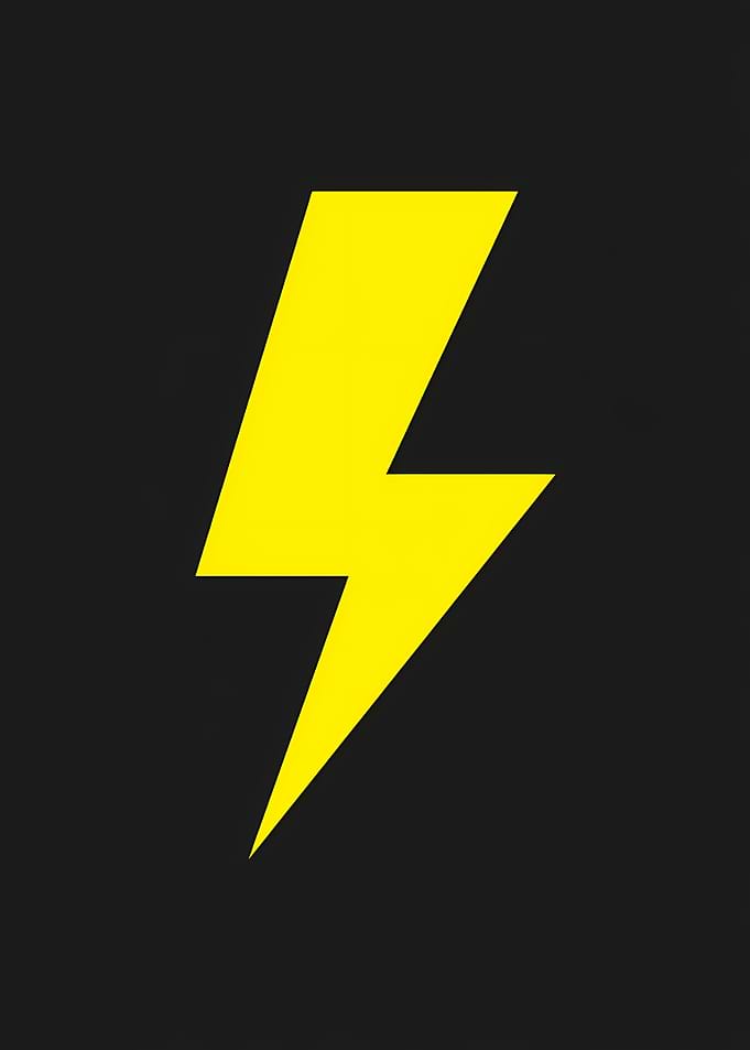 Yellow Lightning Bolt on Black