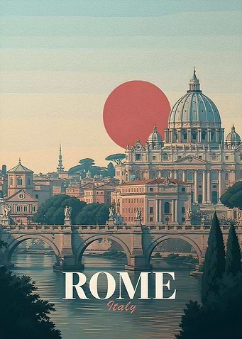 Rome Italy Vintage Travel Poster