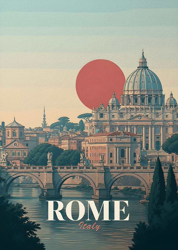 Rome Italy Vintage Travel Poster