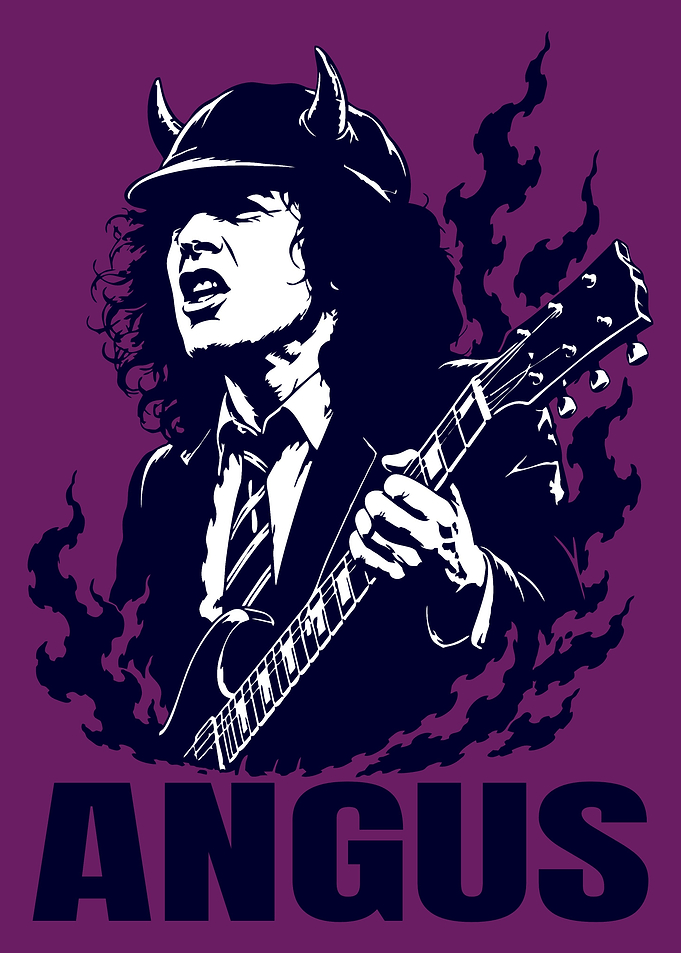 Angus Young Guitarist with Devil Horns