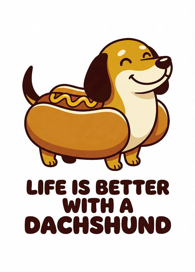 Cute Dachshund Hot Dog Illustration