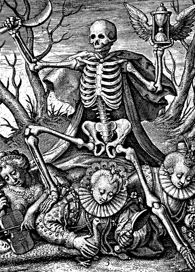 Death Tramples on Three Figures Engraving