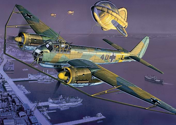 WWII Bomber and Barrage Balloon