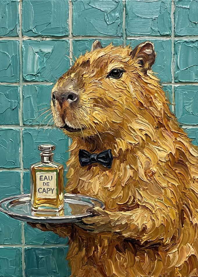 Capybara with Perfume Bottle Funny Toilet Humor