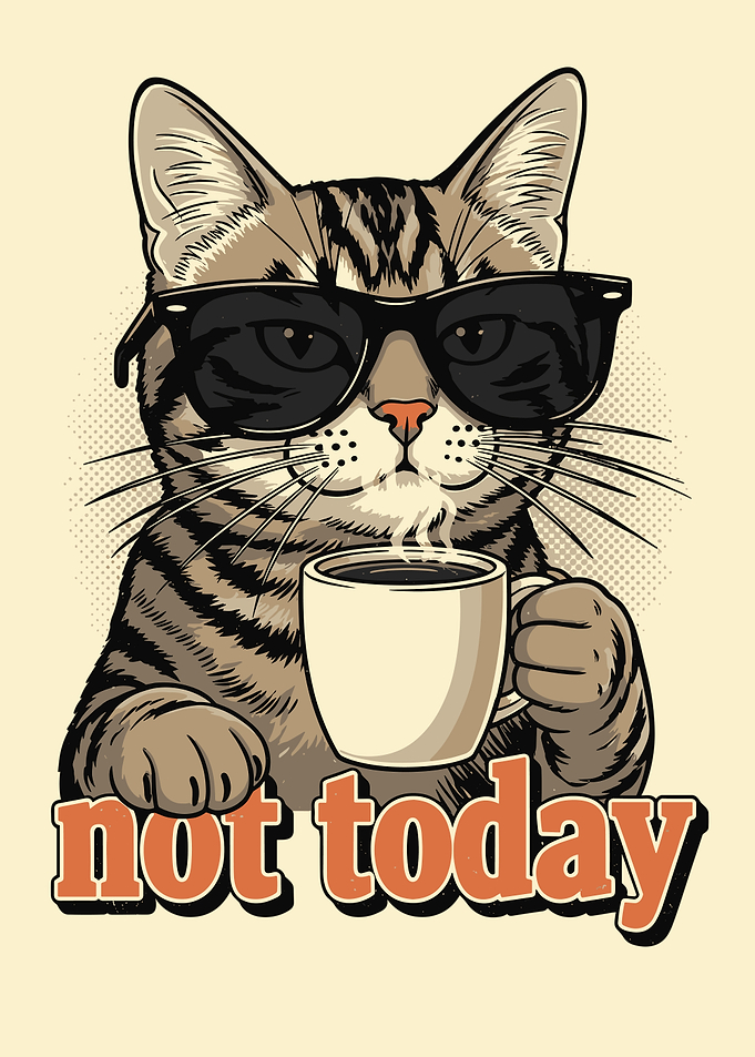 Cool Cat with Coffee