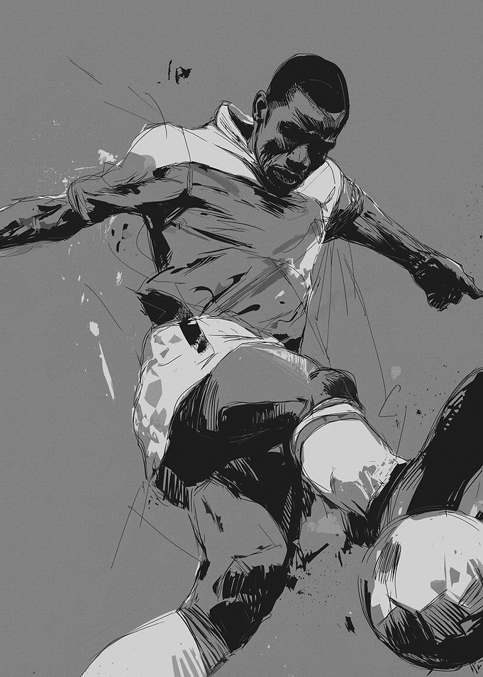 Soccer Player Kicking Ball