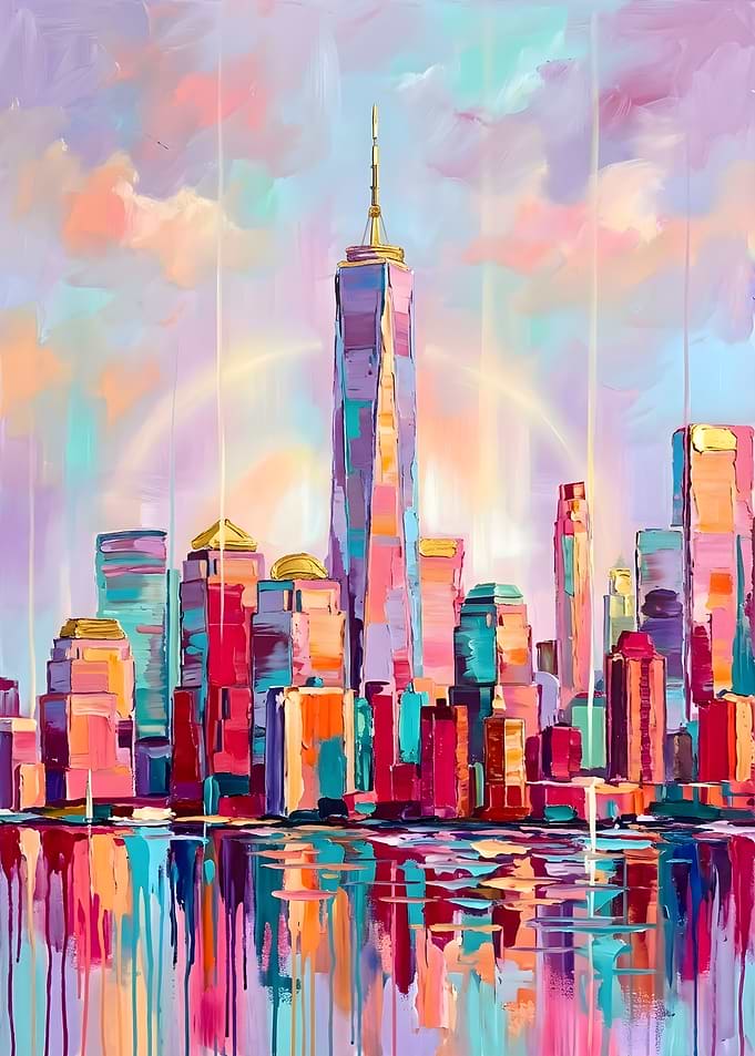 Vibrant Manhatten Skyline Painting