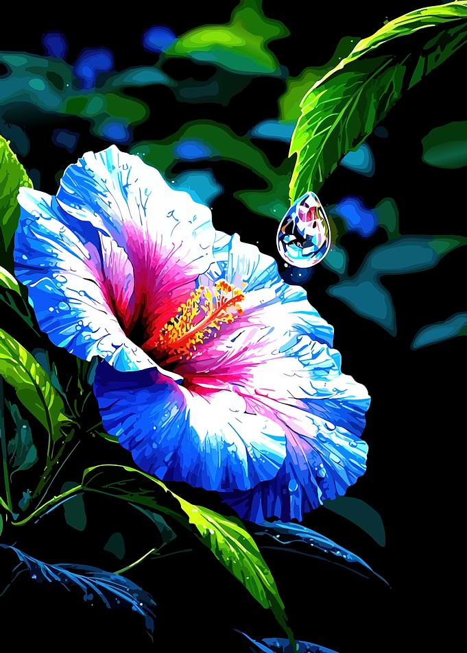 Vibrant Hibiscus Flower with Water Droplet