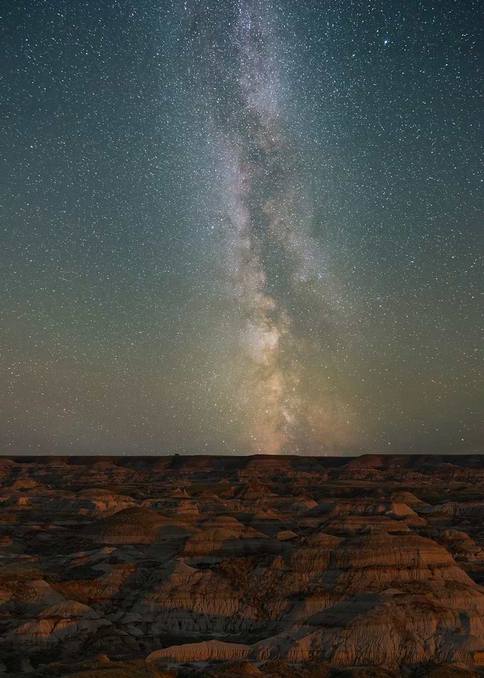 Milky Way over Badlands Landscape