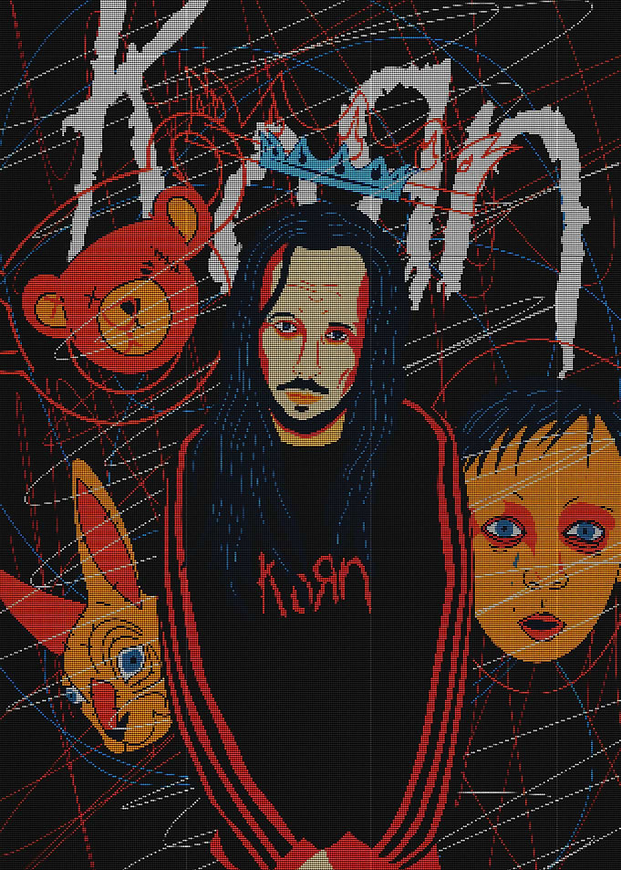 Korn Band Portrait with Iconic Imagery