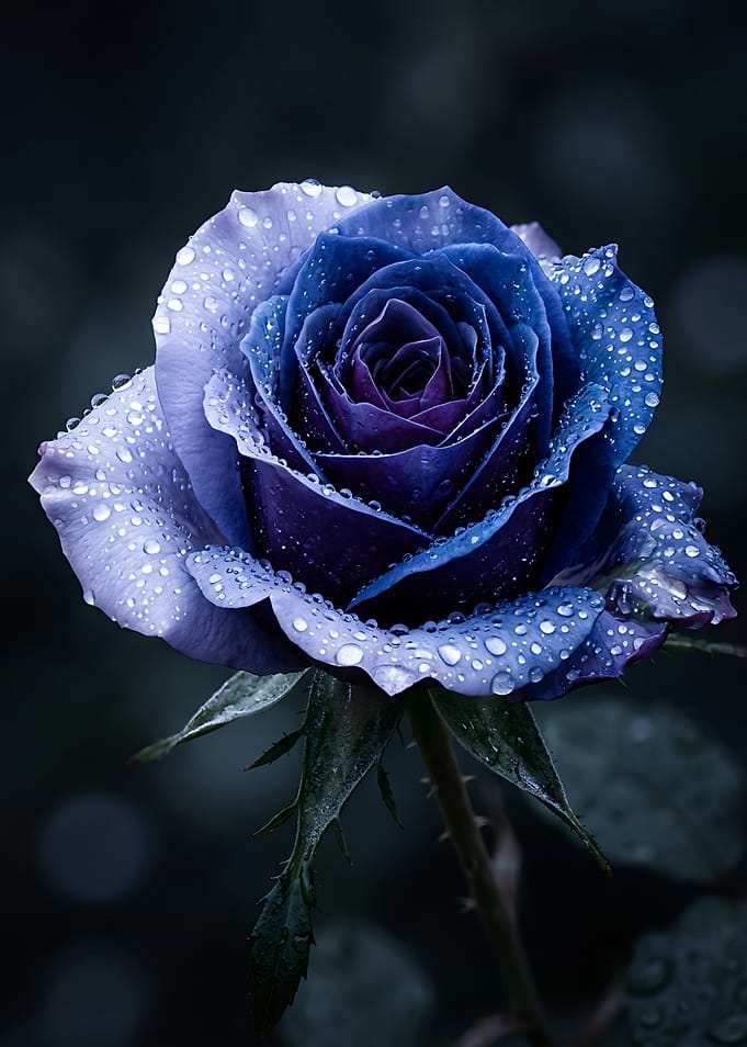 Dew-Kissed Blue Rose