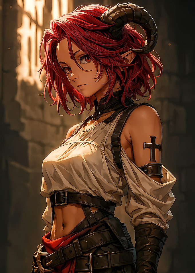 Anime Demon Girl with Horns