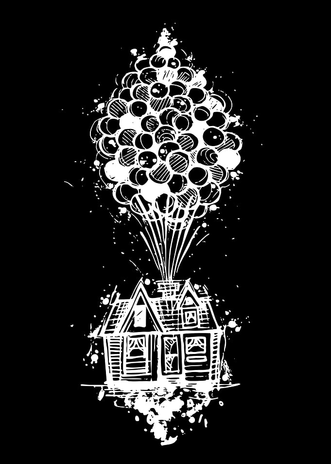 House Floating with Balloons