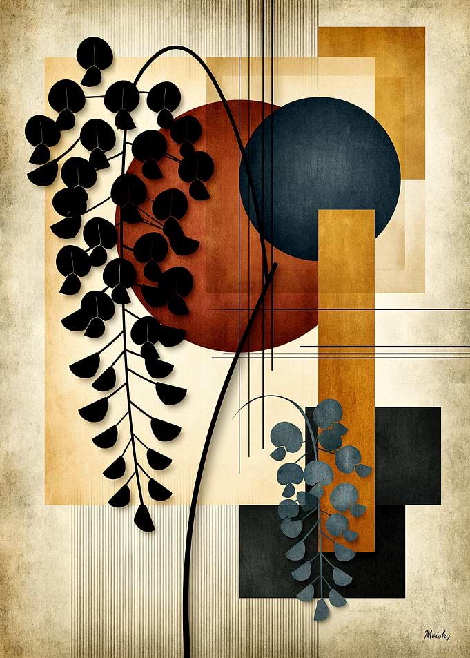 Japandi Fuji Geometry No. 07 – Japanese Wisteria Wall Art