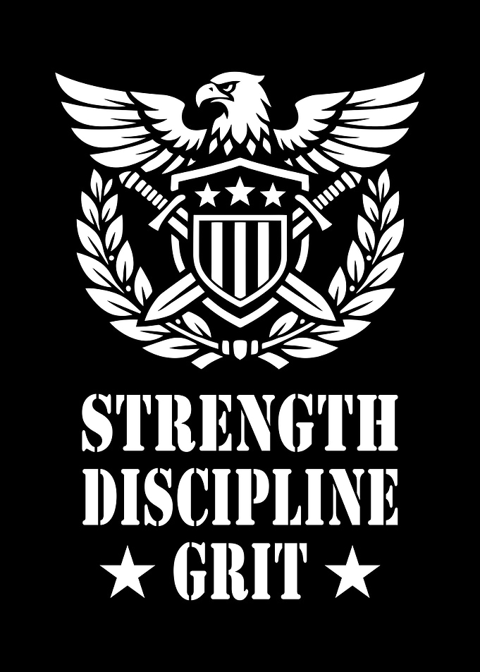 Strength Discipline Grit Eagle Emblem Illustration