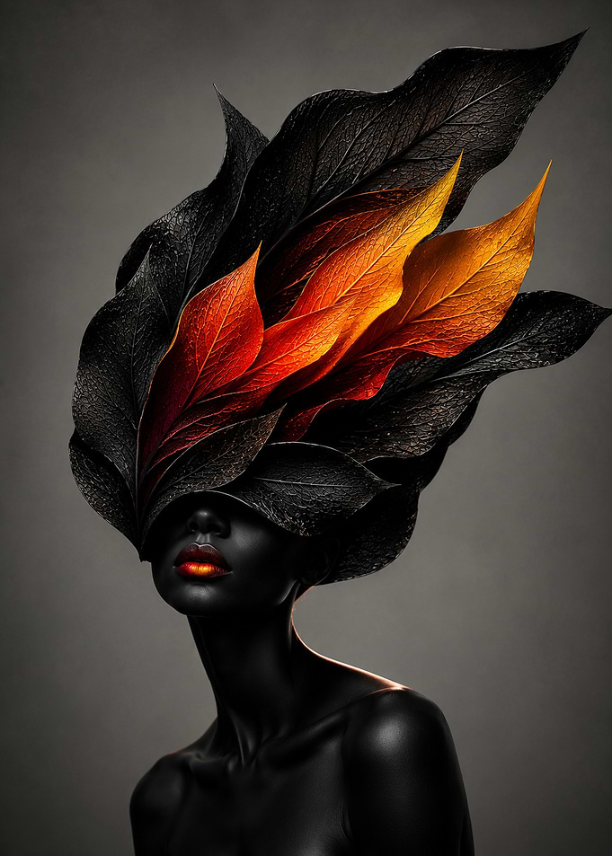 Woman with Fiery Leaf Headdress