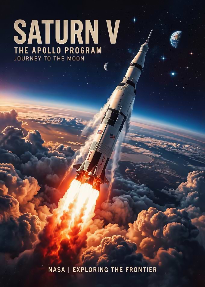 dramatic Saturn V Rocket Launch poster